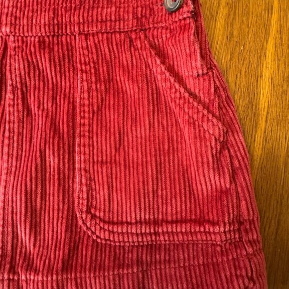 MINI BODEN Red Corduroy Pinafore Dress Girls 2-3 Brown Cord Pinafore Overall - Picture 4 of 8
